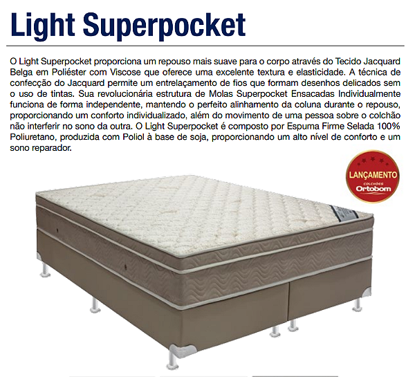 CAMA BOX - QUEEN - LIGHT SUPERPOCKET 158x198 - ORTOBOM