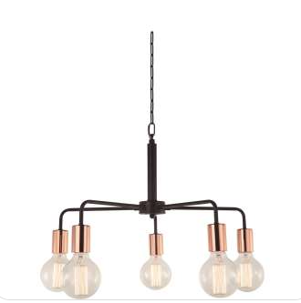 LUSTRE 5L PRETO/COBRE 55X13CM DAYHOME