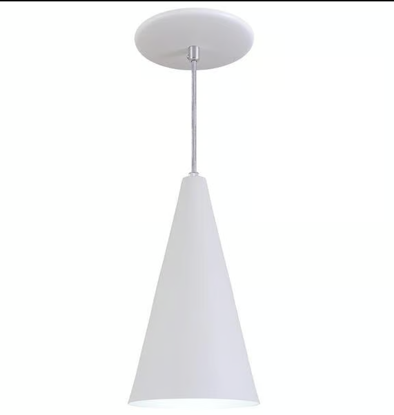 LUSTRE ALUMINIO CONE BRANCO 1L 152X260MM