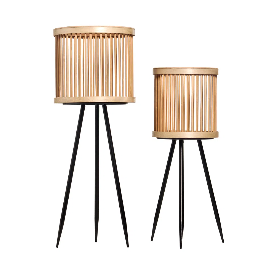 CONJUNTO DE CACHEPOT CROMUS PALITO MADEIRA