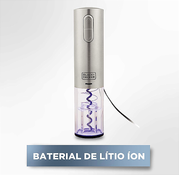 ABRIDOR DE VINHO BLACK+DECKER GOURMAND GRIS USB INOX