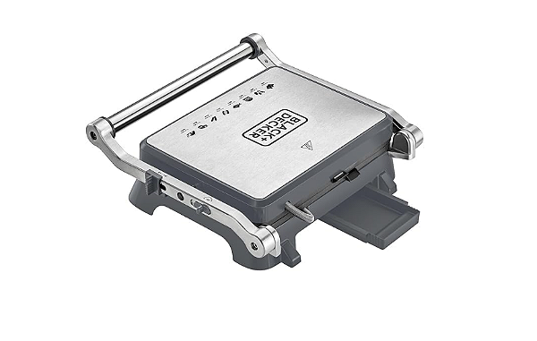 GRILL ELETRICO BLACK+DECKER GOURMAND GRIS C/ ABERTURA 180 GRAUS