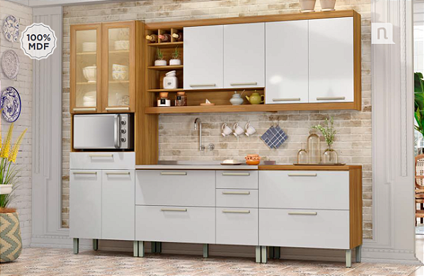 COZINHA NESHER BURGUESA 5PC - FREIJO/BRANCO