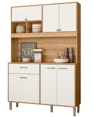 COZINHA COMPACTA 1,20M NICIOLI ERVA DOCE FREIJO/OFF WHITE COM TAMPO
