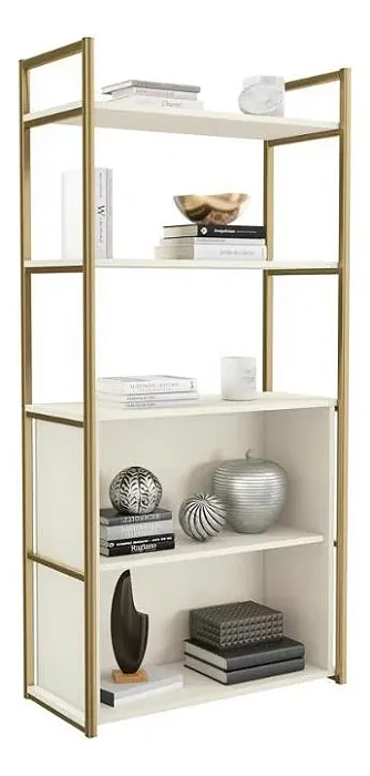 ESTANTE ALTA OFF WHITE / DOURADO - KAPPESBERG