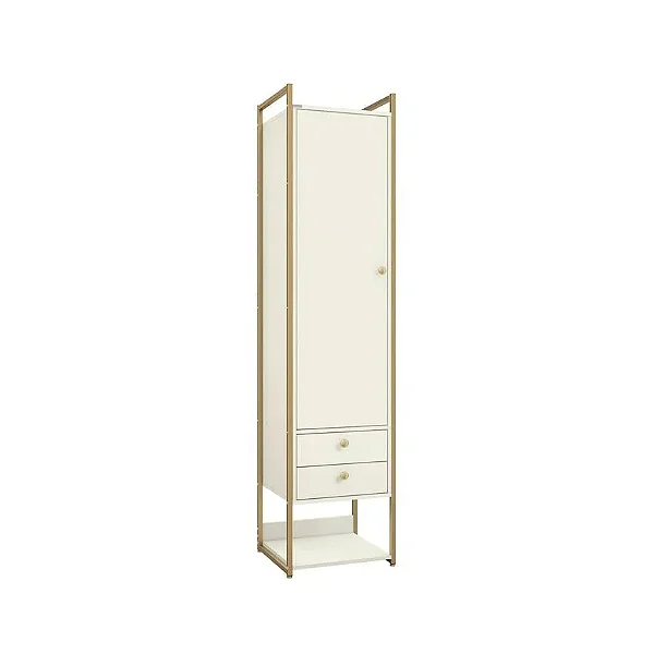 ARMARIO ALTO 2 GAV 1PORTA C/ CABIDEIRO OFF WHITE / DOURADO - KAPPESBERG