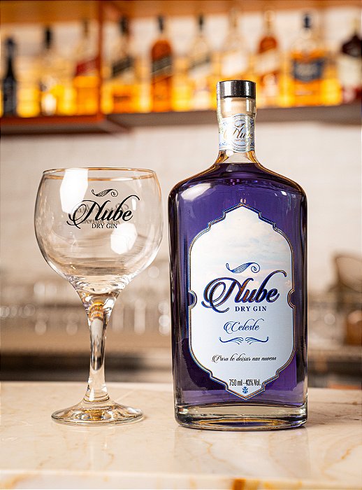 Gin Nube Celeste (tradicional) + Taça de vidro personalizada