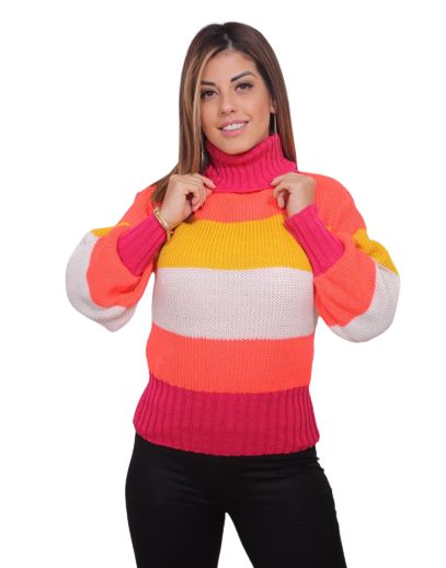 Sueter Gola Alta Inverno Tricot Manga Longa