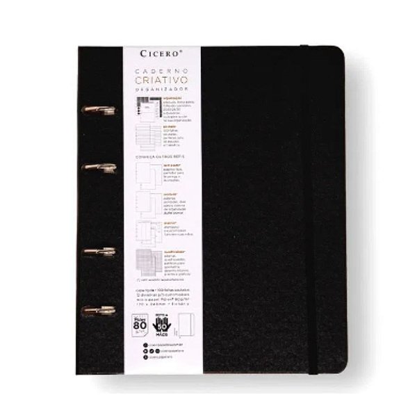 Caderno Criativo Argolado Organizador Cicero Preto 17x24