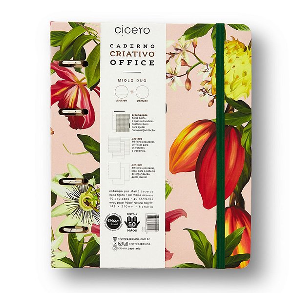 Caderno Argolado Pautado & Pontado A5 Frutos Cacau - Cicero