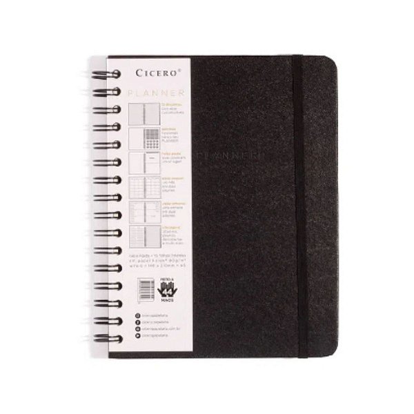 Planner Clássico Preto Cicero Wire-O Semanal/Mensal 14,8x21