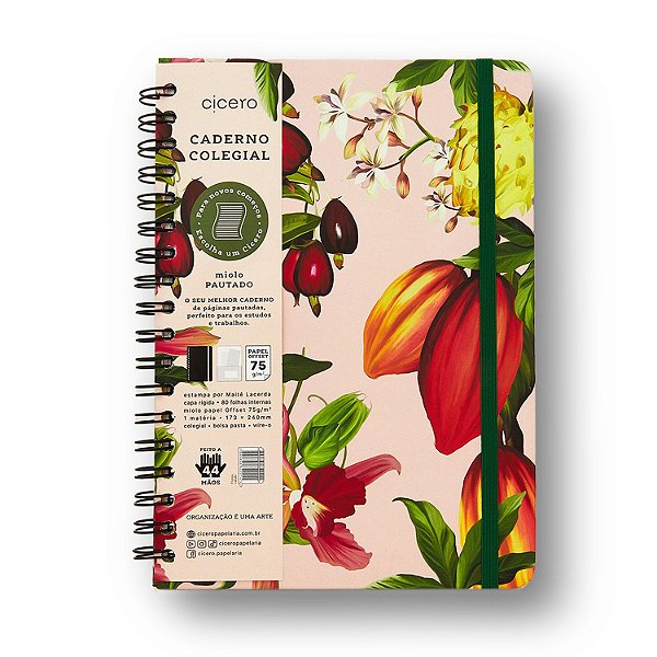 Caderno Colegial Espiral Pautado 17x24 Frutos Cacau - Cicero