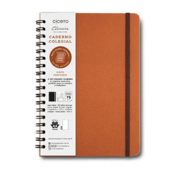 Caderno Espiral 80 Folhas Pautado 17x24 - Caramelo Cicero