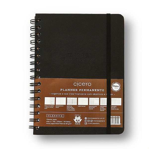 Planner Permanente Wire-O Financeiro A5 Preto - Cicero