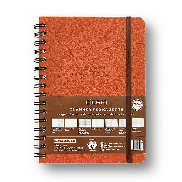 Planner Permanente Wire-O Financeiro A5 Caramelo - Cicero