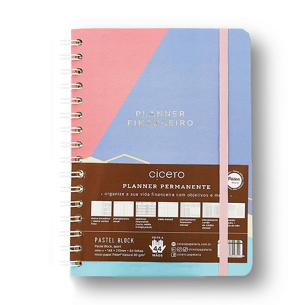 Planner Permanente Wire-O Financeiro A5 Pastel Block Cicero