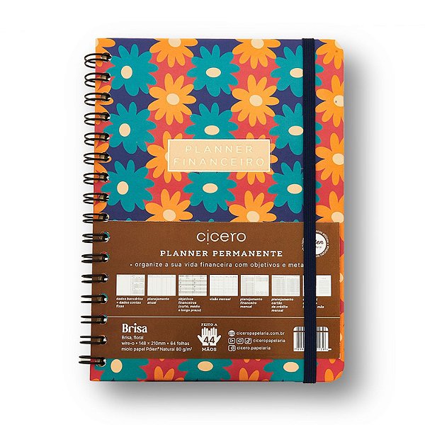 Planner Permanente Wire-O Financeiro A5 Brisa Floral Cicero
