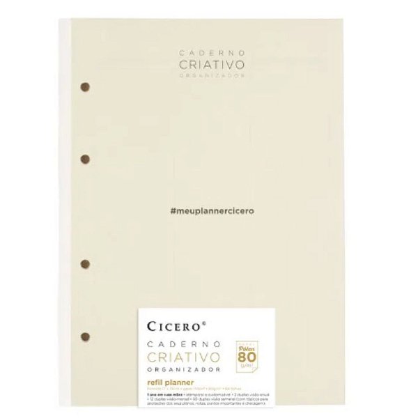 Refil Planner Semanal Notas Cicero 99 Folhas Papel Pólen