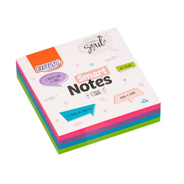 Bloco Smart Notes Cube 76x76 Colorido Soul 200 folhas BRW