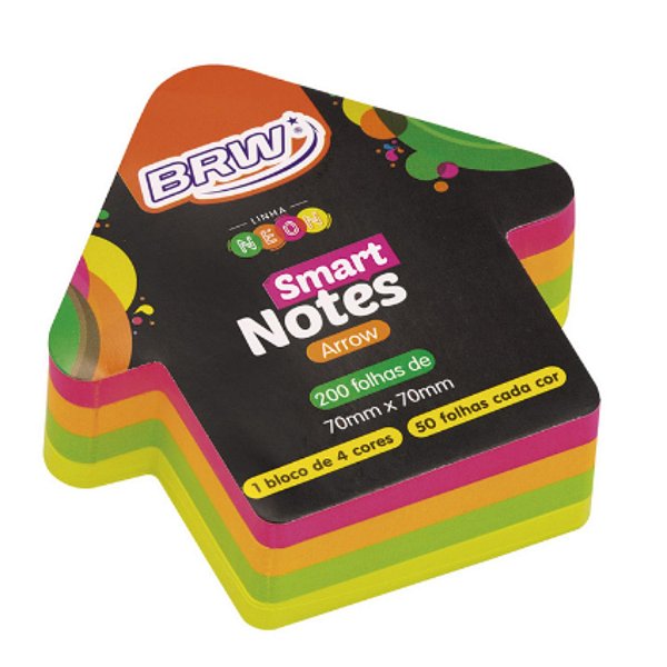 Bloco Smart Notes Arrow 70x70 Seta Colorido Neon 200fls BRW