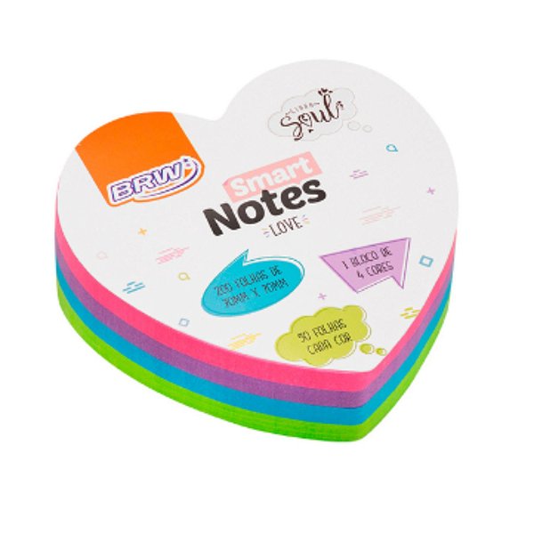 Bloco Smart Notes Love 70x70 Coração Colorido Soul 200fs BRW