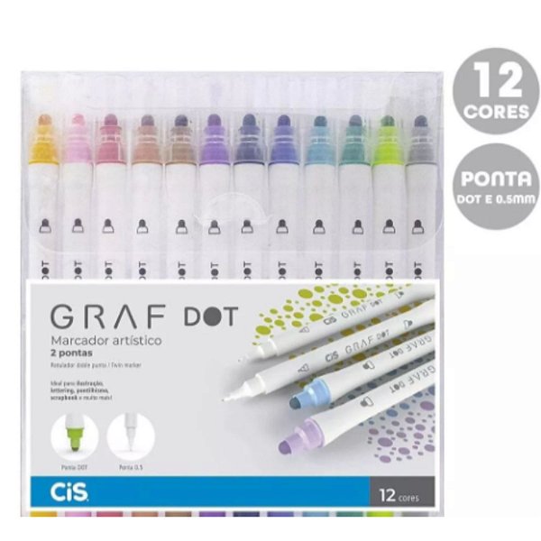Marcador Artístico Graf Dot 2 Pontas Estojo com 12 - CiS
