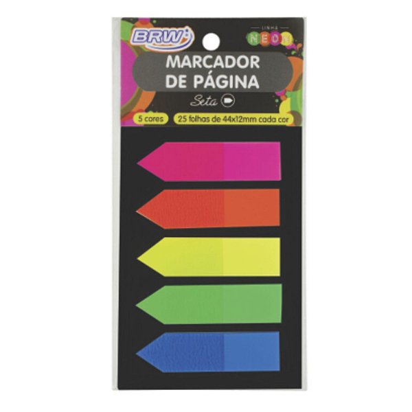 Marcador de Páginas Seta 12x44 mm - Neon 5 Cores BRW