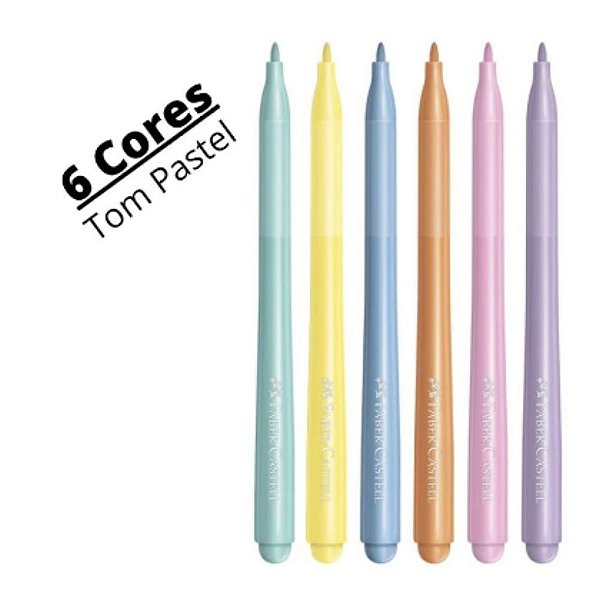 Canetinha Hidrográfica Vai e Vem 6 Cores Pastel Faber-Castel