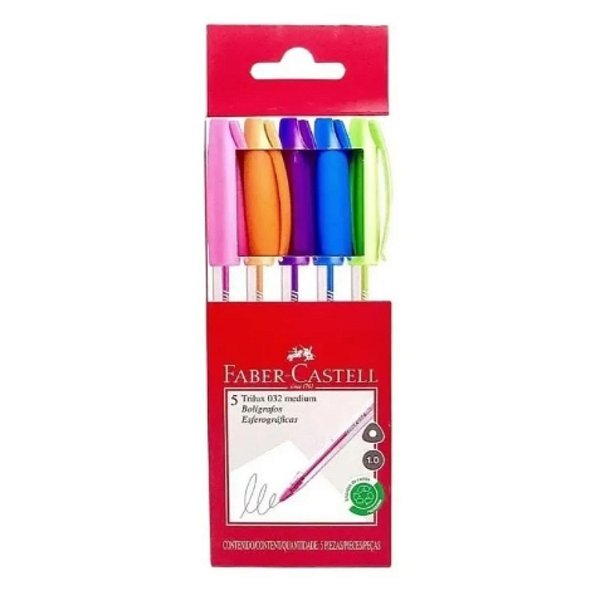 Caneta Trilux Colors 032 Cartela com 5 Cores - Faber-Castell