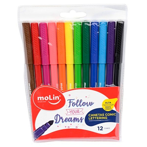Caneta Conic Lettering Estojo com 12 - Molin