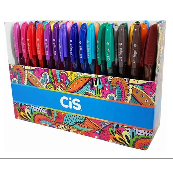 Caneta Gel CiS Trigel - Estojo com 60 Cores
