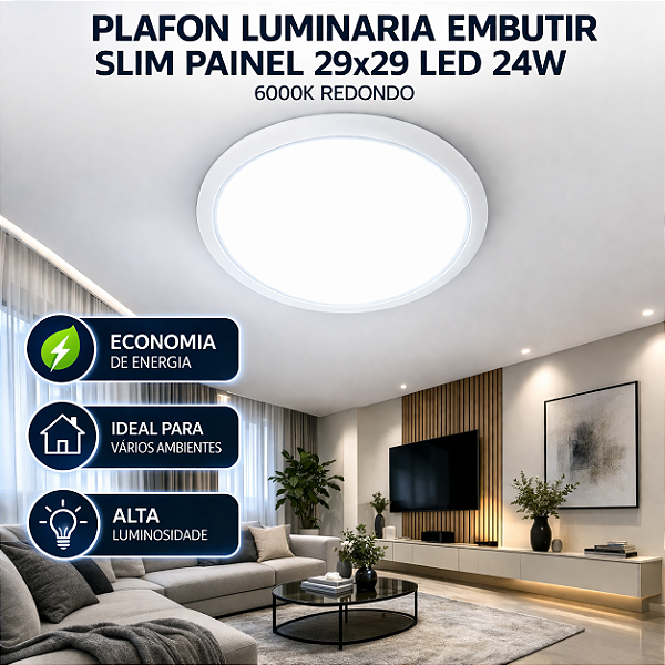 PAINEL LED 24W EMBUTIR REDONDO 6500K 1600LM 29CM