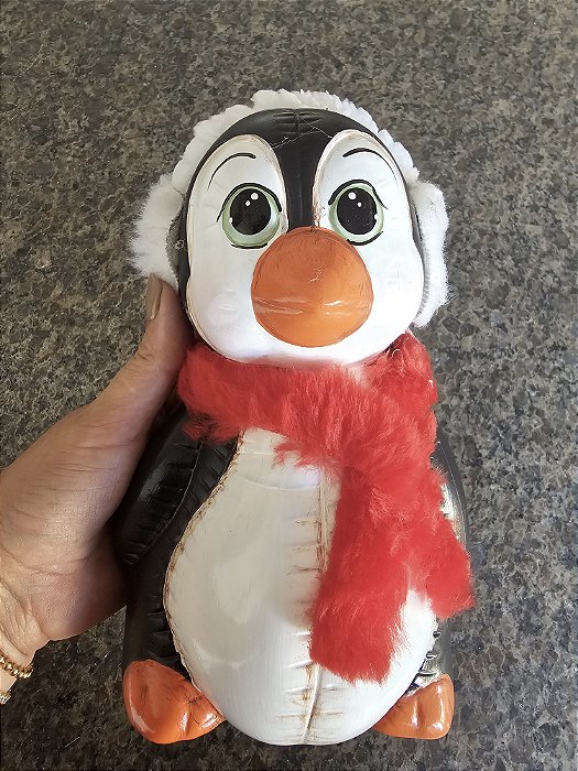 PINGUIM DECORAÇÃO NATAL PAPAI NOEL COM CACHECOL