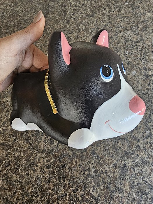 CACHEPOTCACHEPOT CACHORRO DEITADO PRETO POTE 6