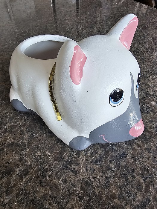 CACHEPOTCACHEPOT CACHORRO DEITADO BRANCO POTE 6