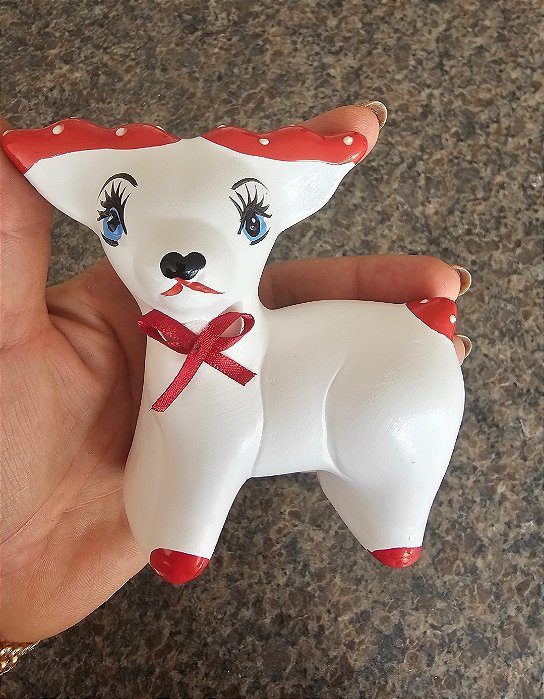 MINI RENA BRANCA VERMELHA
