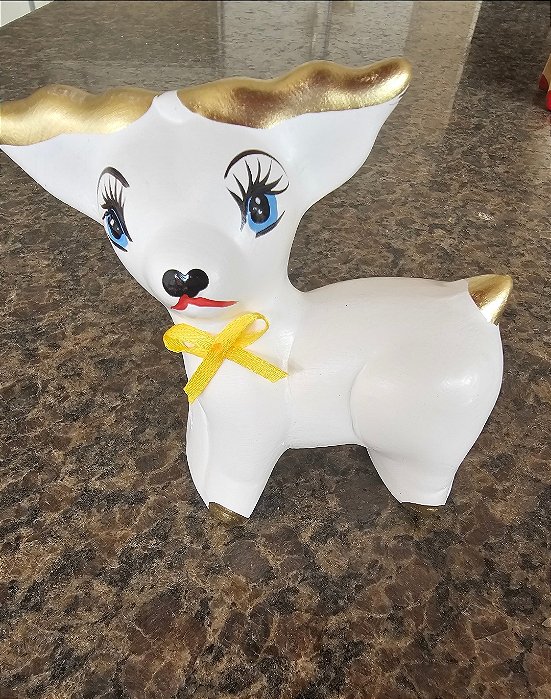 MINI RENA BRANCA DOURADO