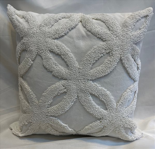 Capa de Almofada Relevo - Flor Branca