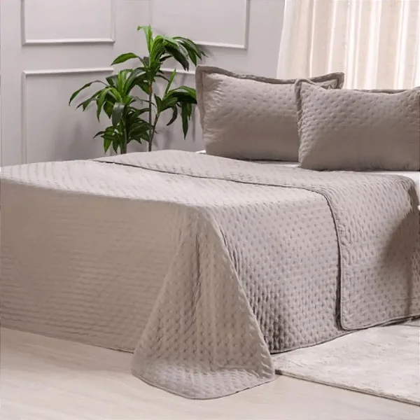 Kit Colcha Miraggio Casal Areia Cinzenta / 3 Peças