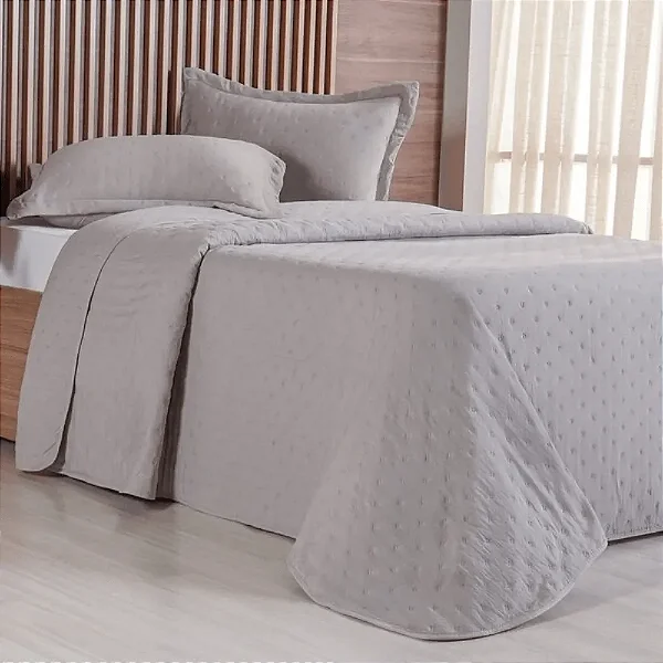 Kit Colcha Miraggio Casal Cinza Soft / 3 Peças