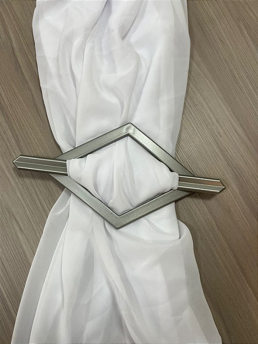 Fivela Abraçadeira Para Cortina Losango Prata Fosca Par