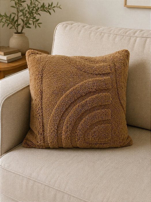 Capa de Almofada Soft Marrom Queimado - 45x45