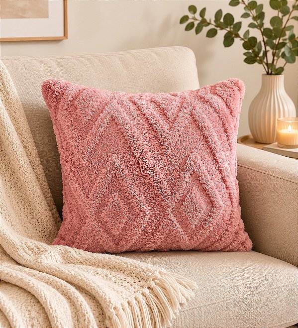 Capa de Almofada Soft Rosa Chiclete 45x45