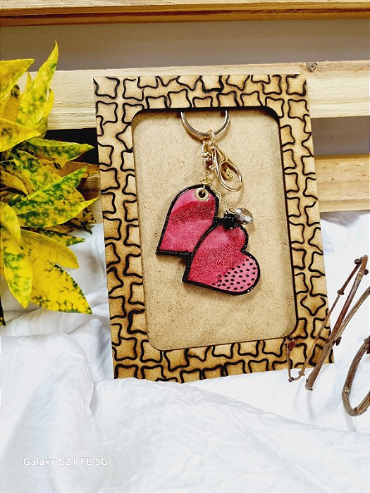 DOIS CORAÇÕES CHAVEIRO DUPLA FACE PERSONALIZADA