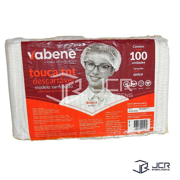 Touca Individual Branca 45 x 50 cm 19" com 100 Vabene