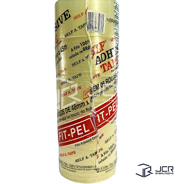 Fita Adesiva Durex Cristal 48 mm x 45 m com 5 Fit-Pel