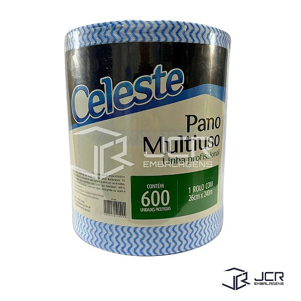 Pano Multiuso Azul 26 cm x 240 m com 600 Celeste
