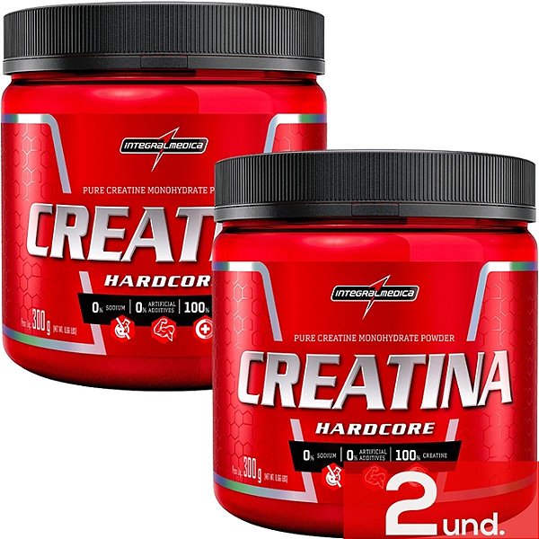 2 Duas  Creatina Hardcore 300gr - Integral Médica - 100% Pura