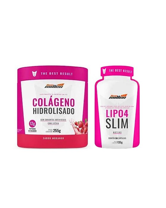 Combo Colageno 250gr New millen + Lipo 4 Slim 90 caps termogenico New Millen
