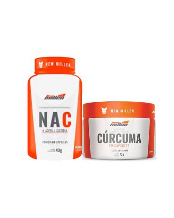 Combo Cúrcuma 120 caps + Nac (n-acetil L-cisteína) 60 Cápsulas New Millen